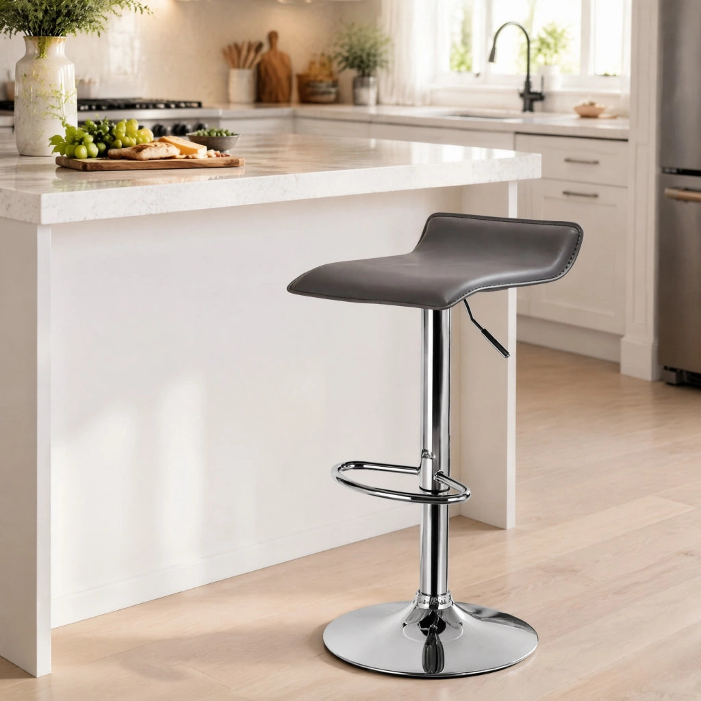 SGABELLO BAR Girevole e regolabile 62-84 cm Ecopelle Grigio