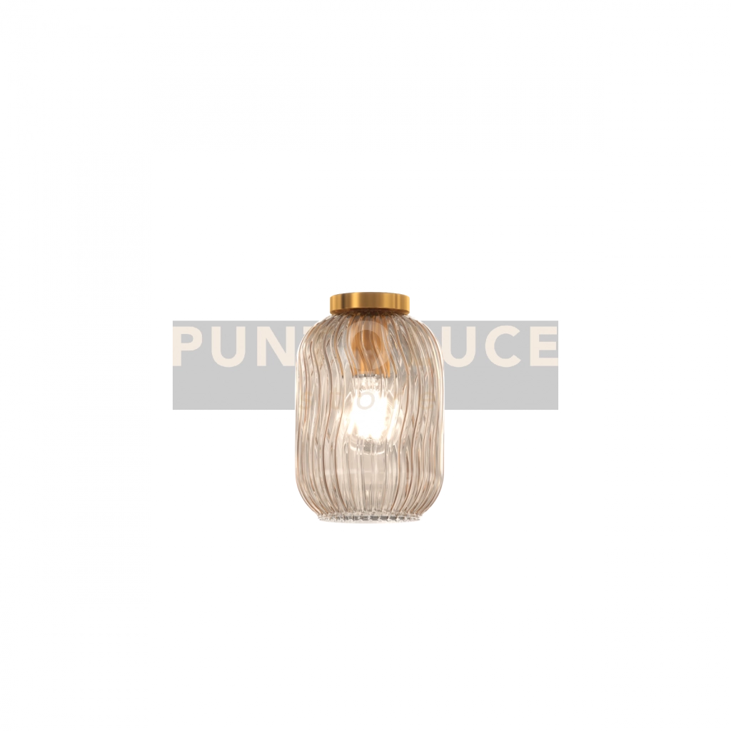 PLAFONIERA BIANCO 1 LUCE VETRO AMBRA 1181BI-PL1-AM