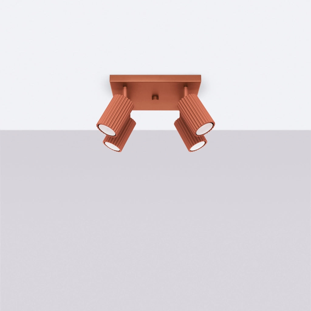 Plafoniera moderna quadrata 25 cm rossa 4xGU10 GRAVIO