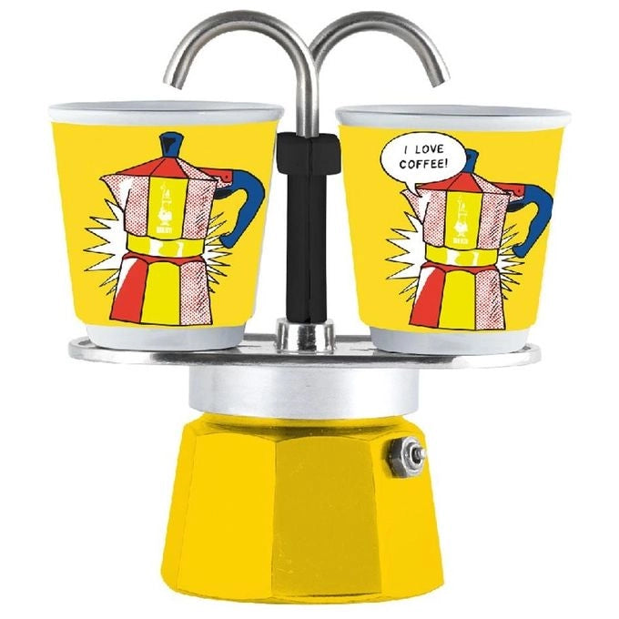 Bialetti 0001405-MR Mini Express Macchina da Caffe' Manuale 2 Tazze 90 ml Alluminio colore Giallo