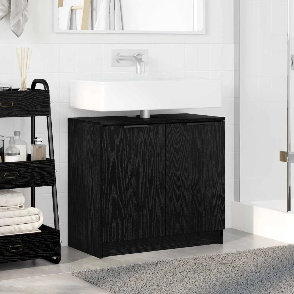 Mobile da Bagno con porta Rovere Nero 64,5 x 33,5 x 59 cm