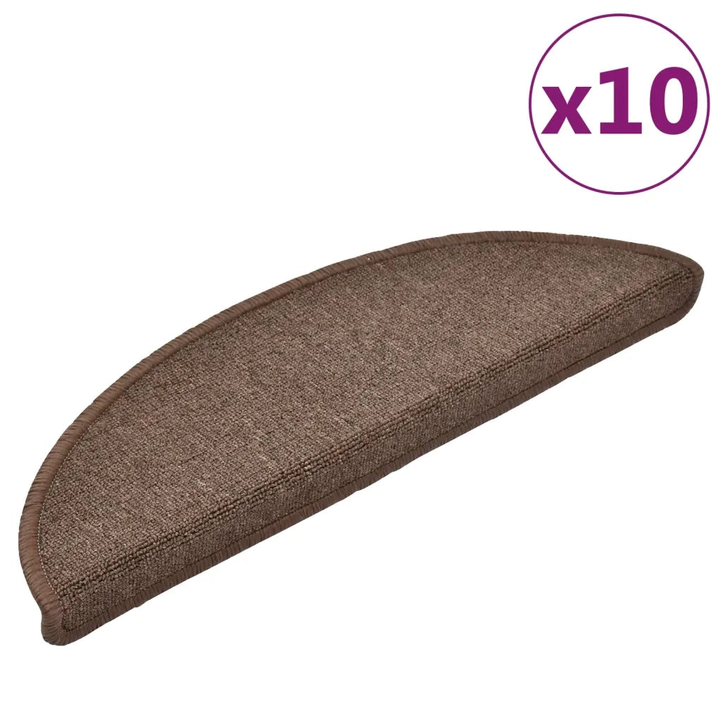 Tappetini per scale 10 pz | Gradini per Scale 56x17x3 cm Marrone caff¨¨ Semicircolari