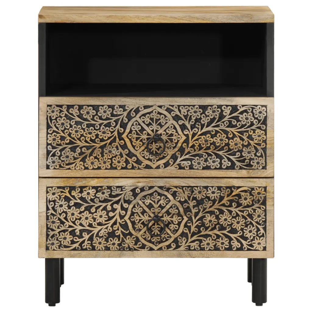 Comodino | Armadio da Notte | Mobiletto da notte 50x33x60 cm in Legno Massello di Mango
