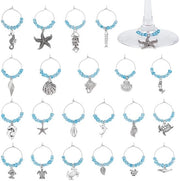 Drinkmarker 21 pezzi - Hanger decorativo per bicchiere - Legatura per bicchiere - Ringa per bicchiere - Tema nautico - Incluso contenitore di conservazione - Set di legature per bicchiere 21 pezzi