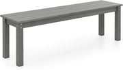 Panca da giardino resistente alle intemperie, per 3 persone, panca da balcone senza schienale, effetto legno, in plastica, portata fino a 340 kg, per esterni, 140 x 35 x 45 cm (grigio)