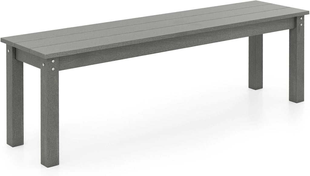 Panca da giardino resistente alle intemperie, per 3 persone, panca da balcone senza schienale, effetto legno, in plastica, portata fino a 340 kg, per esterni, 140 x 35 x 45 cm (grigio)