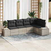 Set Divano da Giardino 5 pcs Grigio chiaro polyrattan