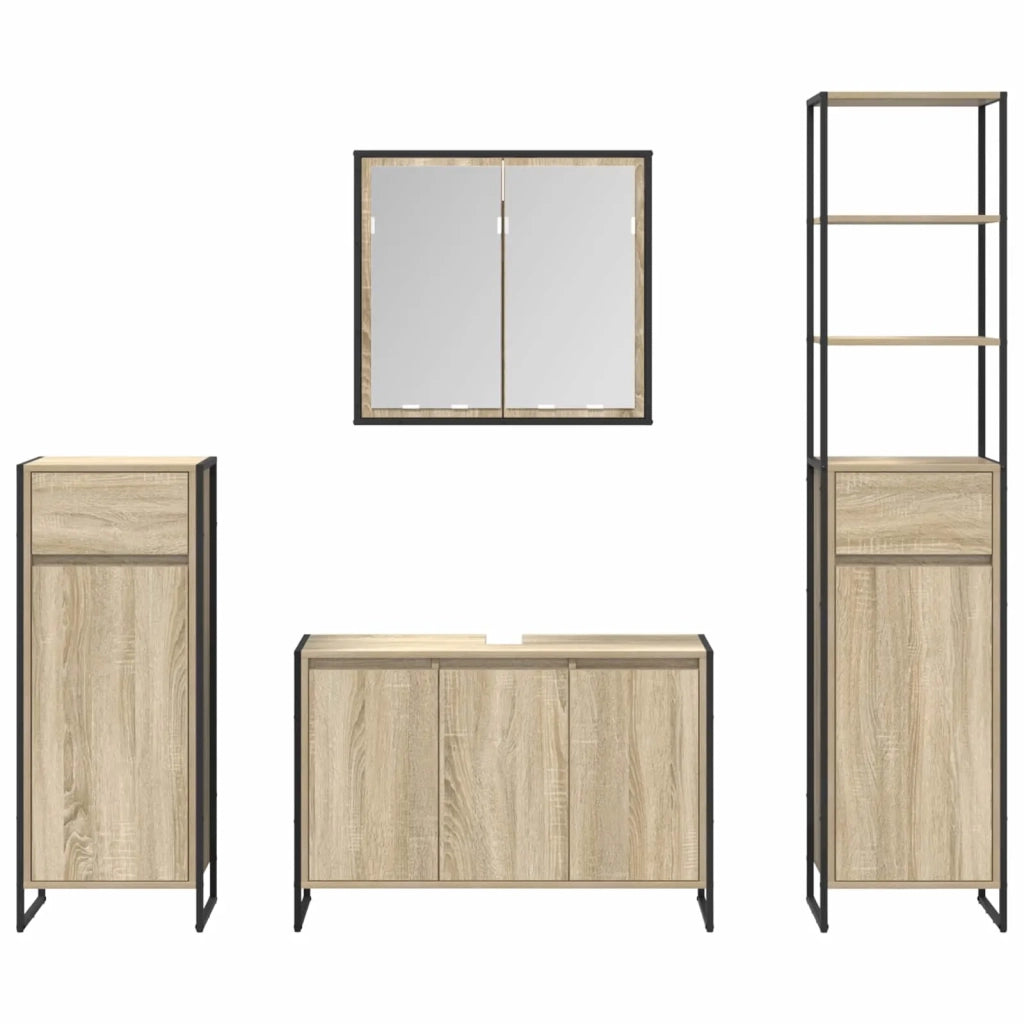 Set di mobili per il Bagno | Armadio da bagno Rovere Sonoma Legno multistrato
