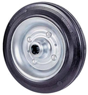 RUOTA GOMMA NERA 112 AVO - DISCO ACCIAIO + CUSCINETTI A RULLI D.MM 200X50- 2 pezzi