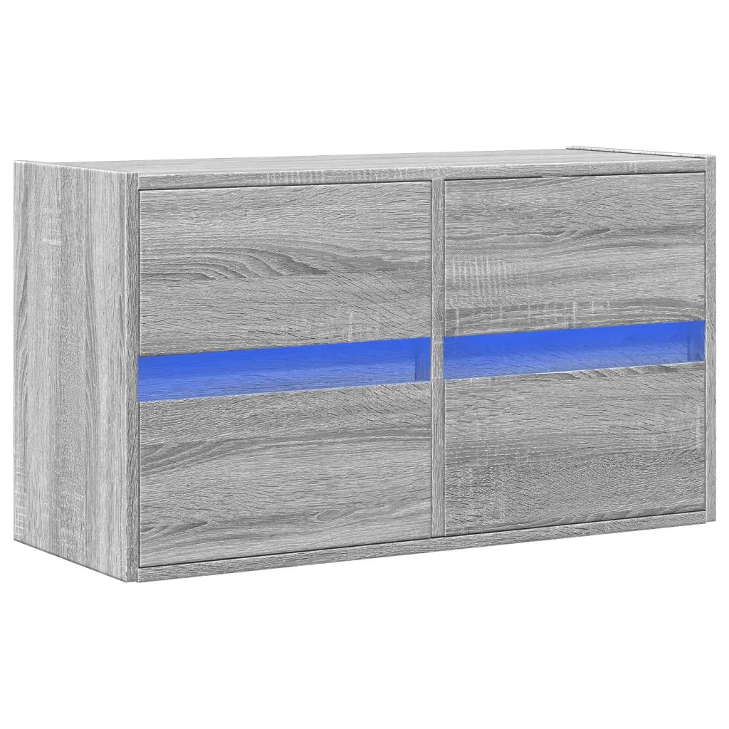 Mobile TV a Parete con Luci LED Grigio Sonoma 80x31x45 cm 852290