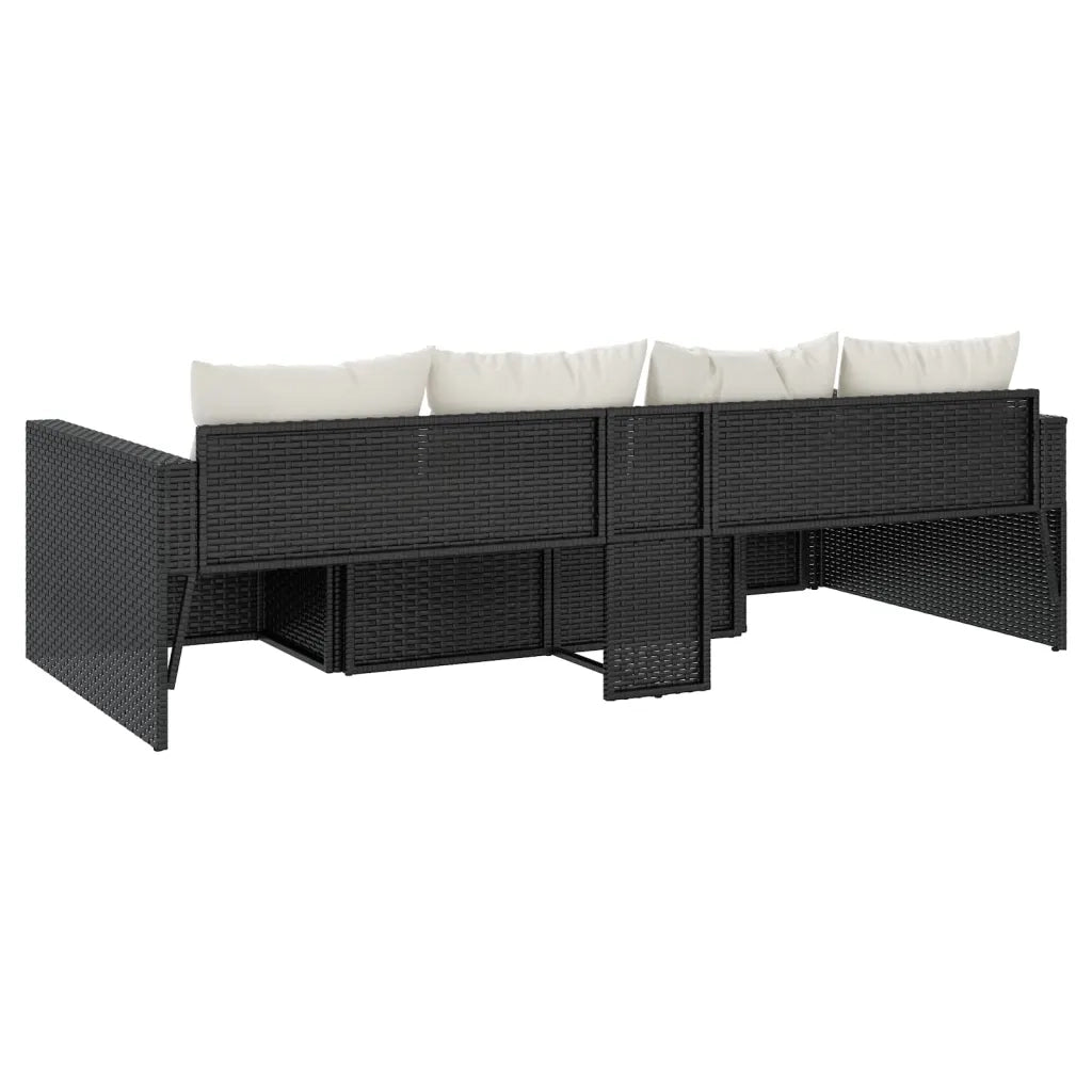 Set da Giardino 2 pz con Cuscini Nero in Polyrattan 362343