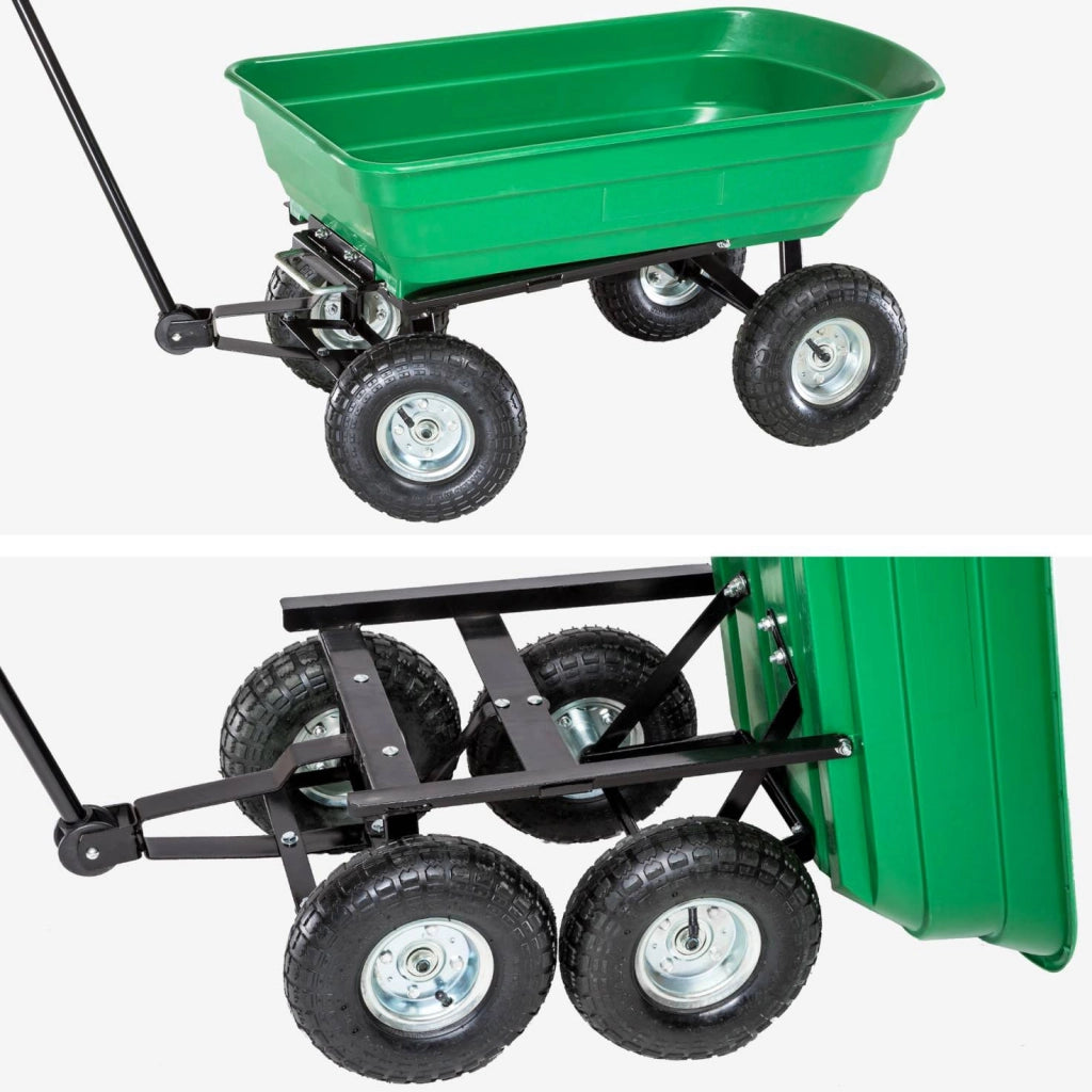 Carrello da Giardino Ribaltabile 4 Ruote 75 litri Ranieri Verde