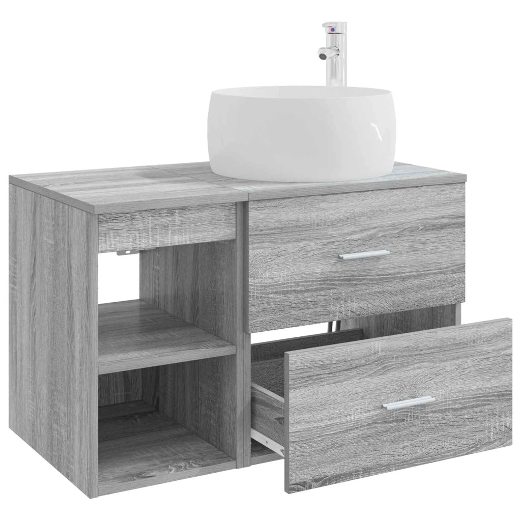 Set di mobili per il bagno 2 pcs Sonoma grigio 3403925