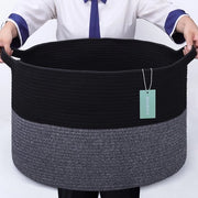 Dekenmande extra grande, 87L, contenitore per bambini per spazio di stoccaggio, giocattoli, abbigliamento, asciugamani, grande contenitore di tessuto in cotone per bambini, 55 x 35 cm, nero