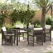 Set da Pranzo da Giardino  5 Pezzi con Cuscini Marrone Poli Rattan