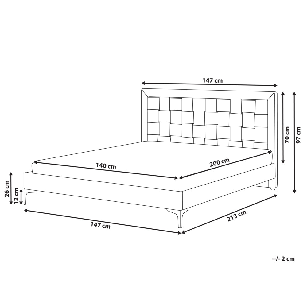 Letto Imbottito Matrimoniale 140 x 200 cm Testiera Grigio Velluto Gambe Dorate