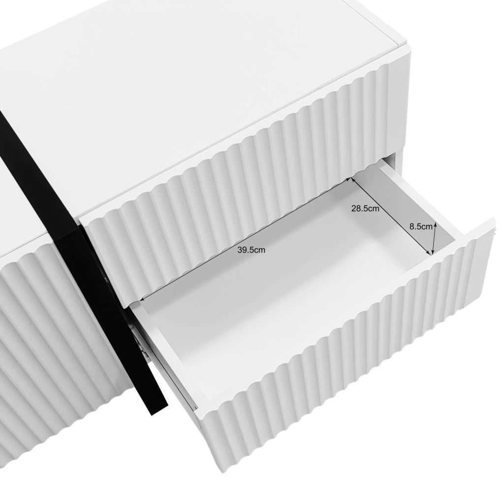 Mobile TV 190 cm con 3 Ante e 2 Cassetti Bianco e Nero in MDF e PB