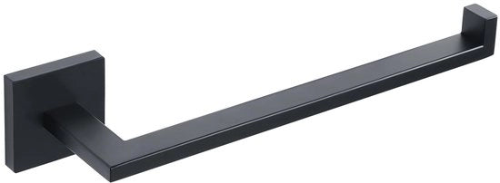 Manicotto per asciugamano in acciaio inossidabile 304 da 25cm con foro, manicotto con un braccio e viti nascoste, nero