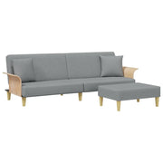 Divano letto | Sof¨¤ letto | Letto singolo 2Posti Cuscini e Poggiapiedi Grigio Chiaro Velluto