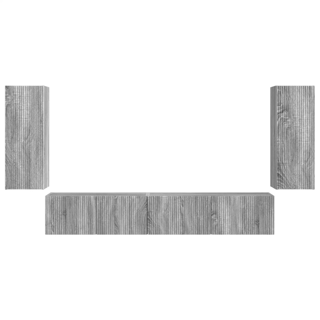 Set mobile TV 4 pz-Credenza per TV Grigio Sonoma Legno multistrato 638840