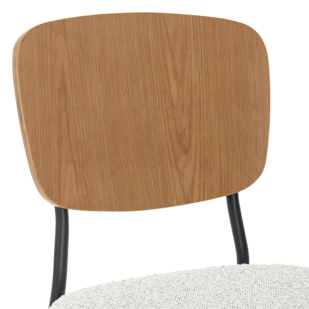 Set 2 sedie bouclé struttura in legno con gambe in metallo, bianco
