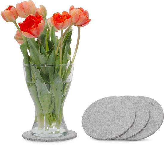 Vilten onderzetters per 4 pezzi, diametro 15cm, imbalaggio da 4 pezzi, colore selezionabile, grigio chiaro - vilten supporti per tavolo e bar per bicchieri e caraffe in vetro, grigio chiaro
