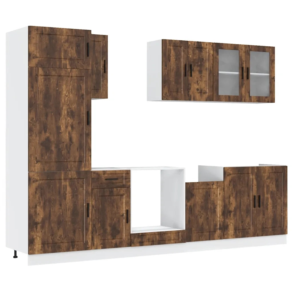 Set Mobili da Cucina 8 pz Porto Rovere Fumo Legno Multistrato 3314816