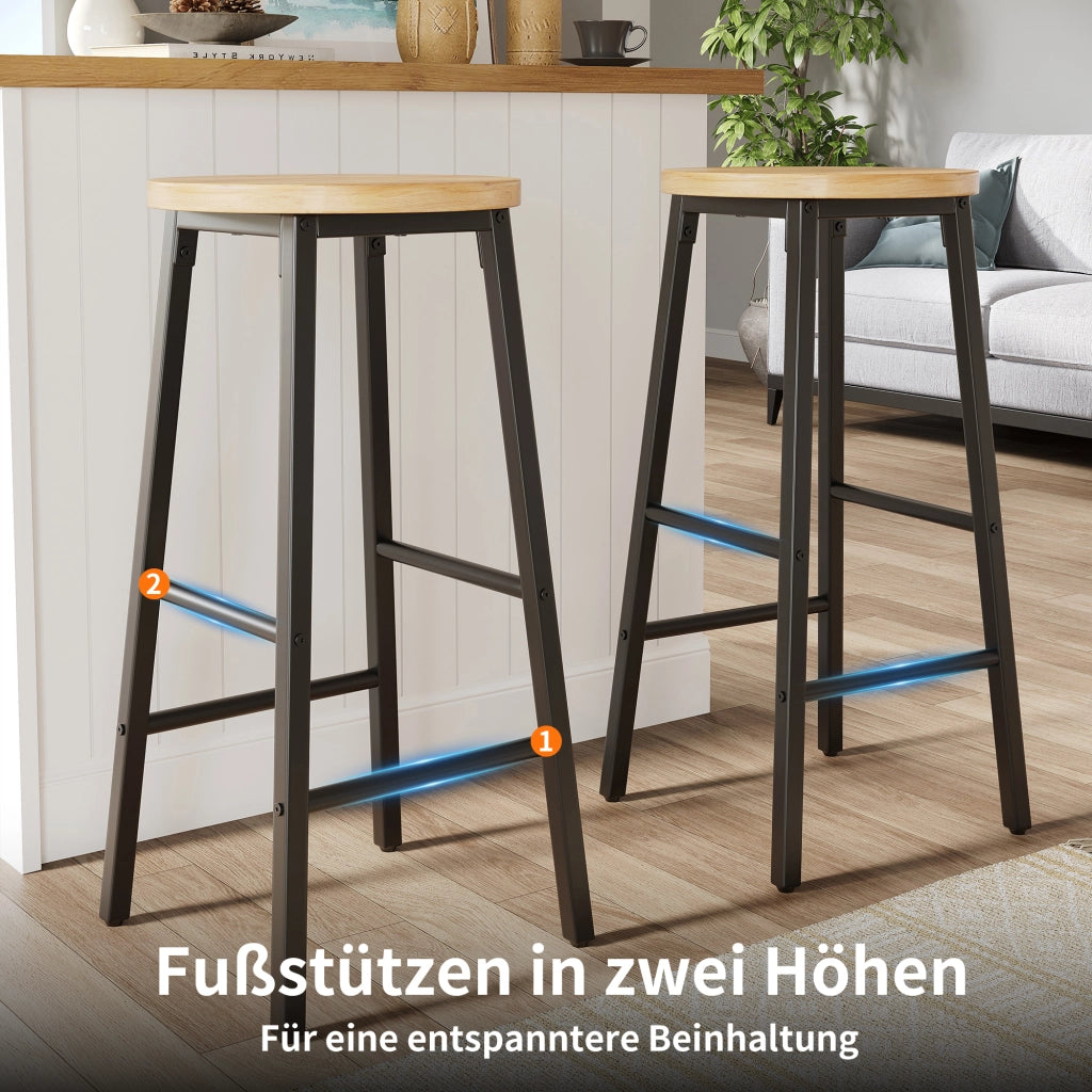 Carrello da cucina con piano ribaltabile e 2 sgabelli bar, 2 cassetti, ruote, MDF e metallo, nero 137,9 × 45 × 92 cm