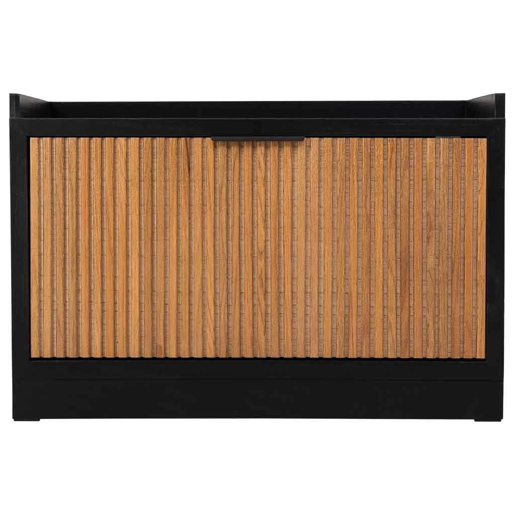 Sgabello porta scarpe in legno e metallo nero 80x38x53