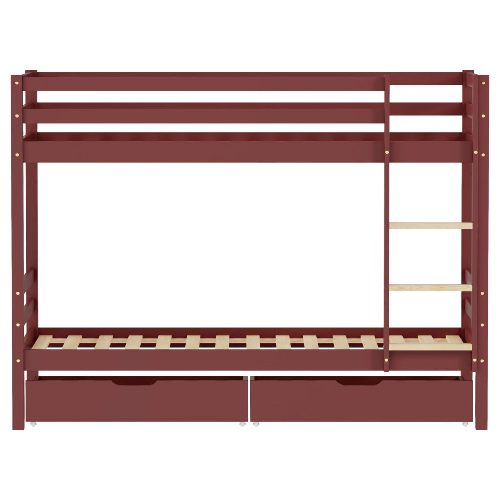 Letto a castello per bambini 190x90cm in terracotta con cassetti AMBRE