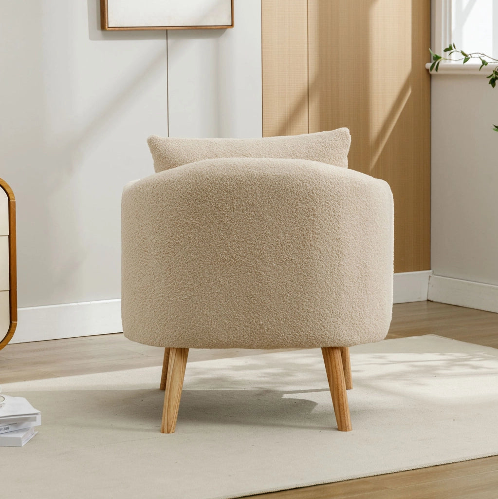 Poltrona singola in Teddy con cuscino; 71x72x71 cm; beige