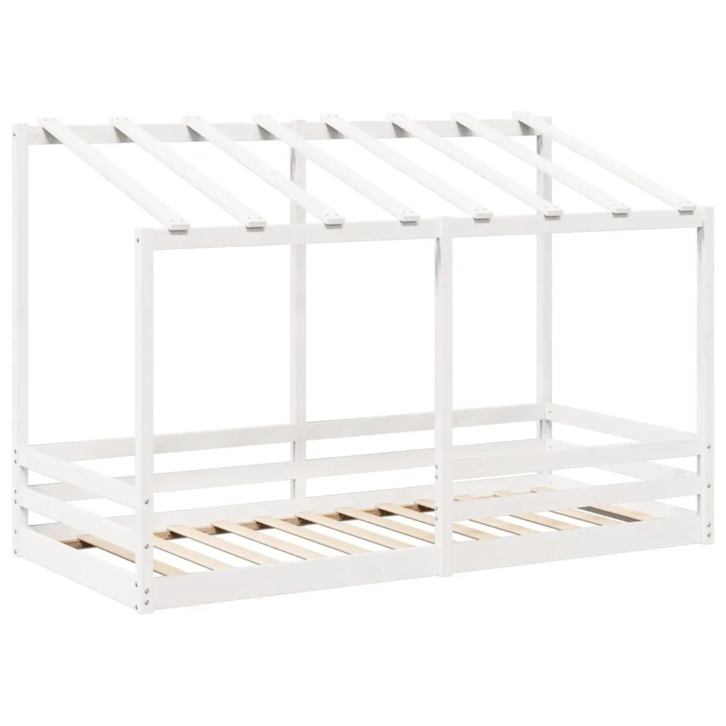 Letto Bambini | Letto Infantile | Lettino con Tetto Bianco 100x200 cm Legno Massello Pino