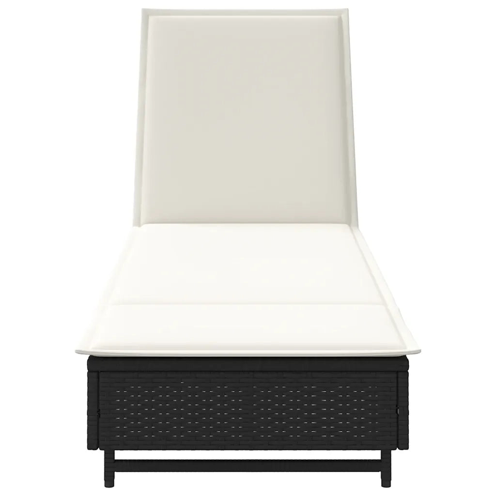 vidaXL Lettino Prendisole con Ruote e Cuscino in Polyrattan Nero