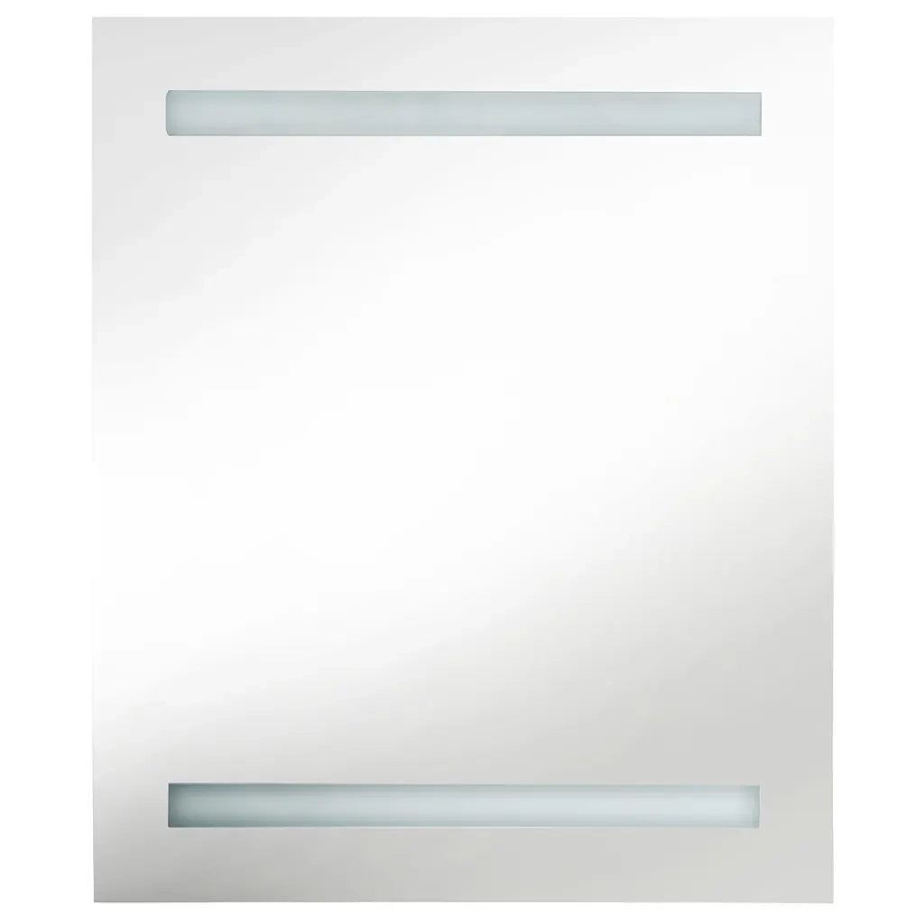 Mobiletto da bagno a parete con specchio a LED 50 x 14 x 60 cm con illuminazione moderna e 3 ripiani in MDF nero 02_0046735