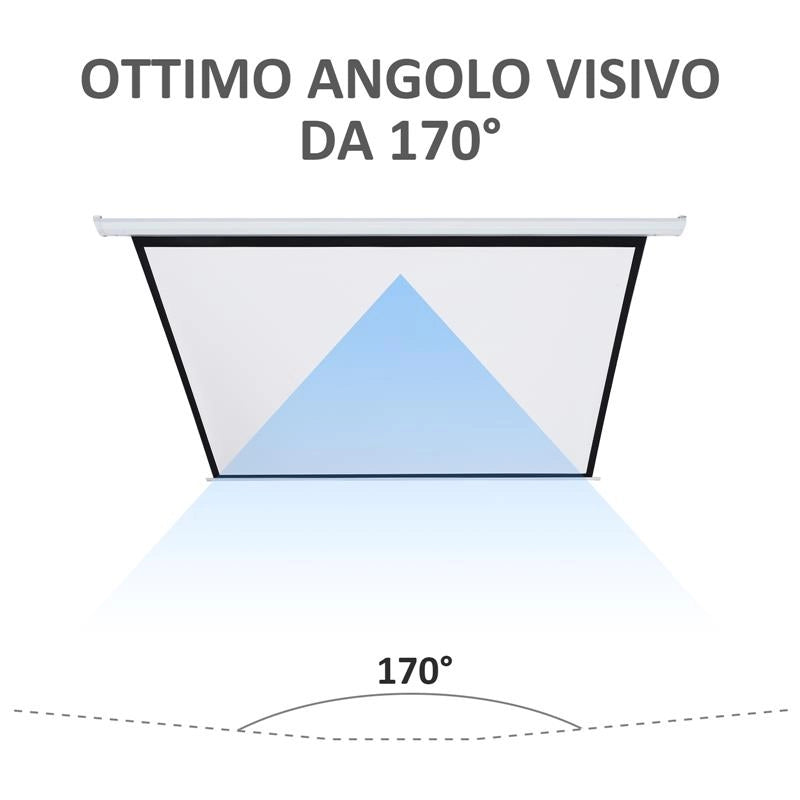 SCHERMO DI PROIEZIONE 100 POLLICI MOTORIZZATO AVVOLGIBILE BIANCO