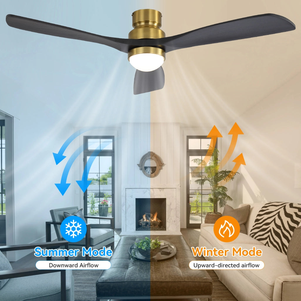 Ventilatore da soffitto reversibile con LED dimmerabile, 6 velocit¨¤ e telecomando, oro
