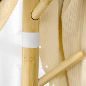 Appendiabiti da Terra 8 Ganci 37,8x175,6 cm in Bambù Legno e Metallo Legno/Bianco