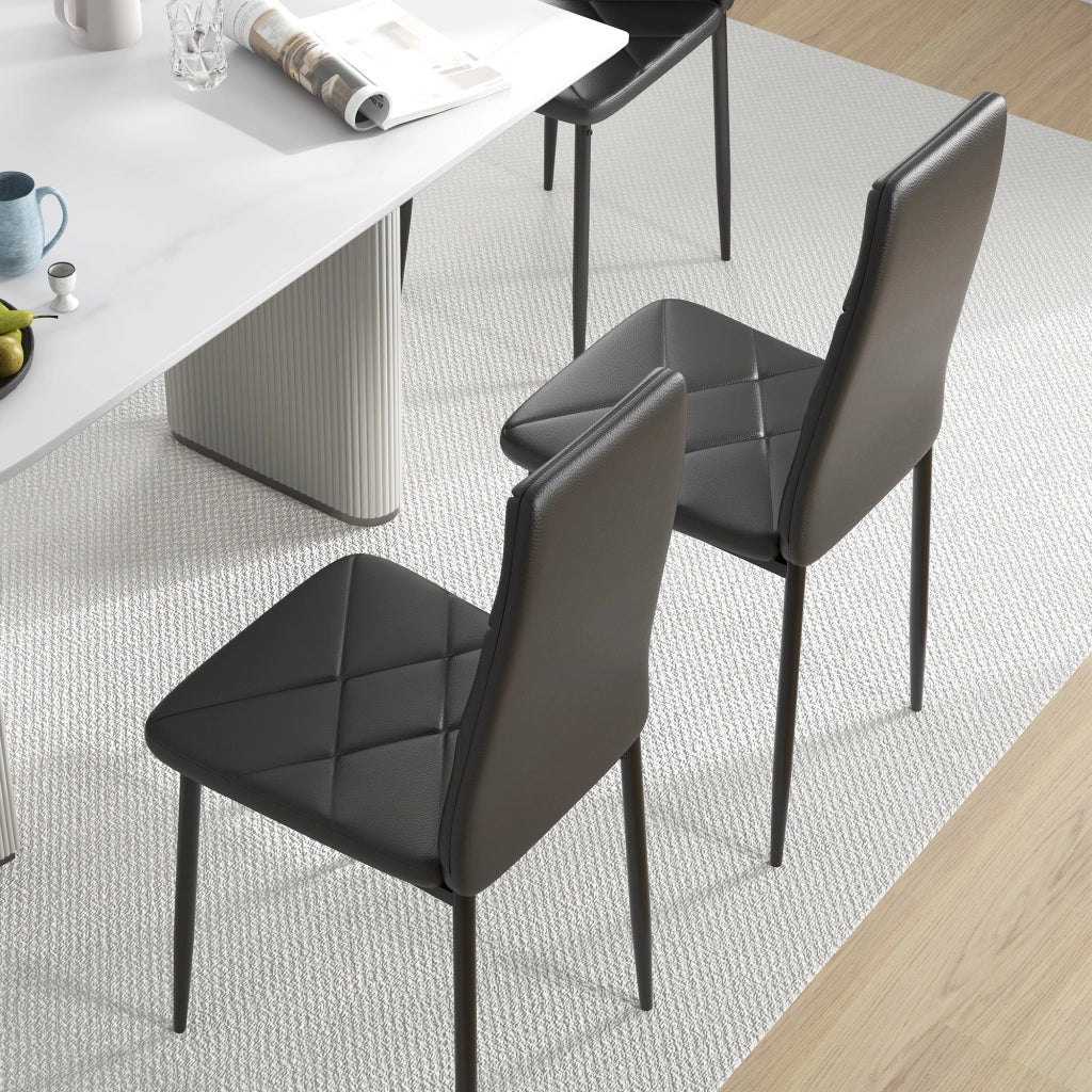 Set 2 Sedie da Pranzo ¨C Xylo ¨C Schienale Alto Similpelle Nero Struttura Acciaio 41x50x97cm