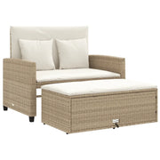 Divano da Giardino con Cuscini a 2 Posti-Sofa da giardino Beige in Polyrattan 595476