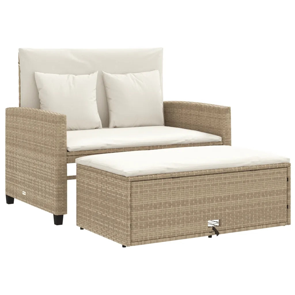 Divano da Giardino con Cuscini a 2 Posti-Sofa da giardino Beige in Polyrattan 595476