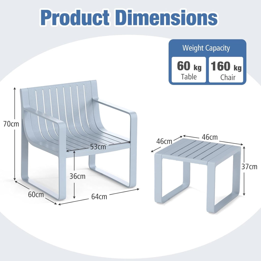Set di mobili da giardino resistente alle intemperie, set di mobili da balcone in polipropilene, per balcone, mobili da giardino con tavolo, mobili da terrazza, per esterni, balcone, set