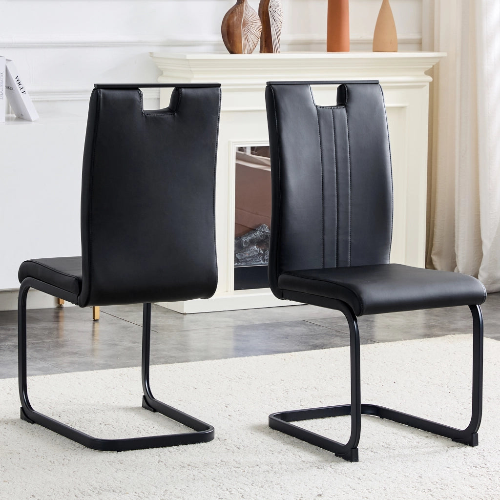 Sedia da Pranzo con Schienale Ergonomico e Piedini Antiscivolo, in PU, Nero