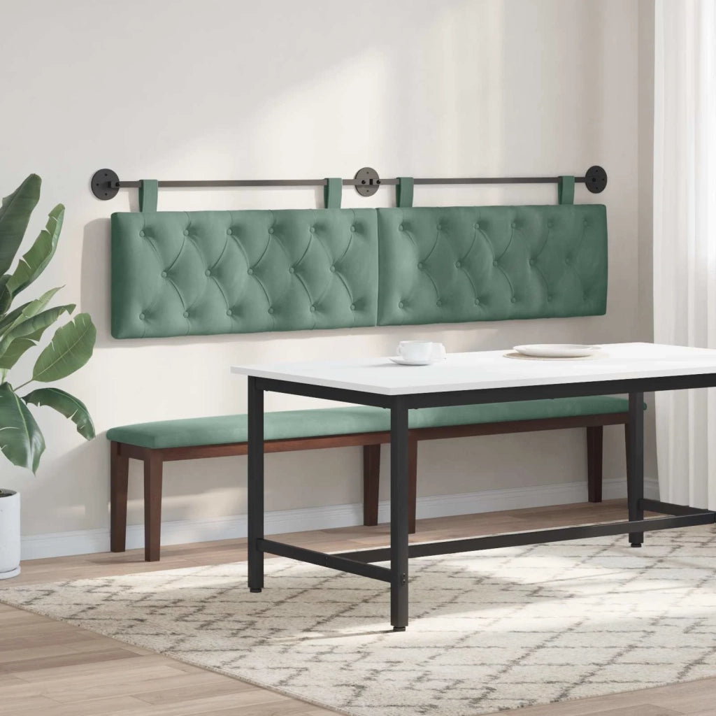 Testiera | Testata sospesa Con luce LED Verde Mare Velluto