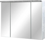 Specchio con illuminazione LED in stile cemento bianco - Cassetto moderno per specchio con spazio di ripostiglio - 80 x 69 x 20 cm (l x a x p)