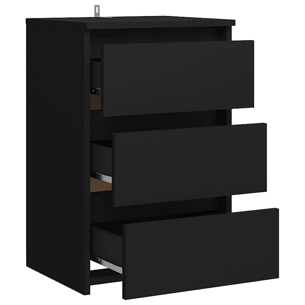 Comodino Nero 40x35x62,5 cm in Legno Multistrato 806213