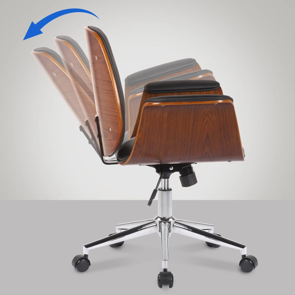 Sedia ufficio Kemberg in similpelle Noce/nero