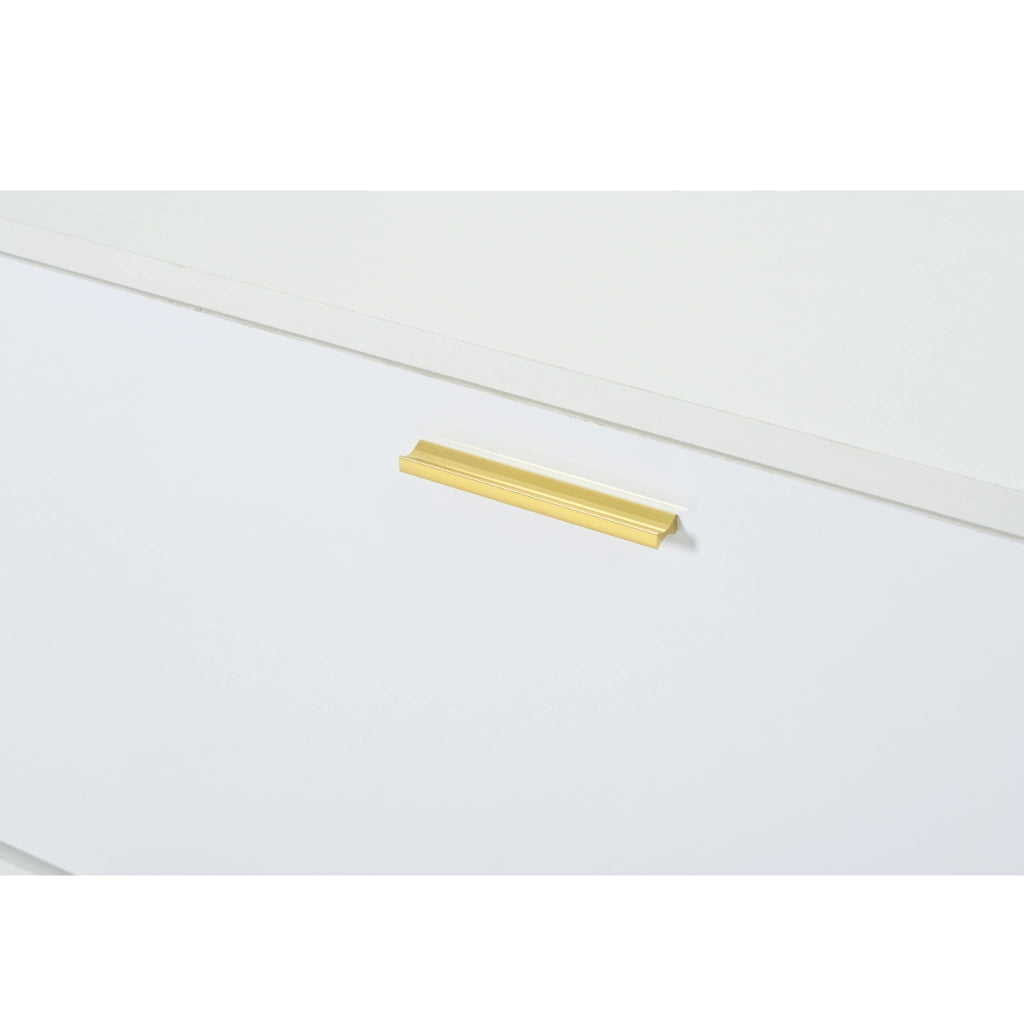 Scarpiera con panca 100 x 38 x 68 cm; 2 ripiani; 1 armadietto; finitura lucida bianco e oro