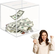 Contenitore di risparmio acrilico trasparente 12 x 12 x 12 cm