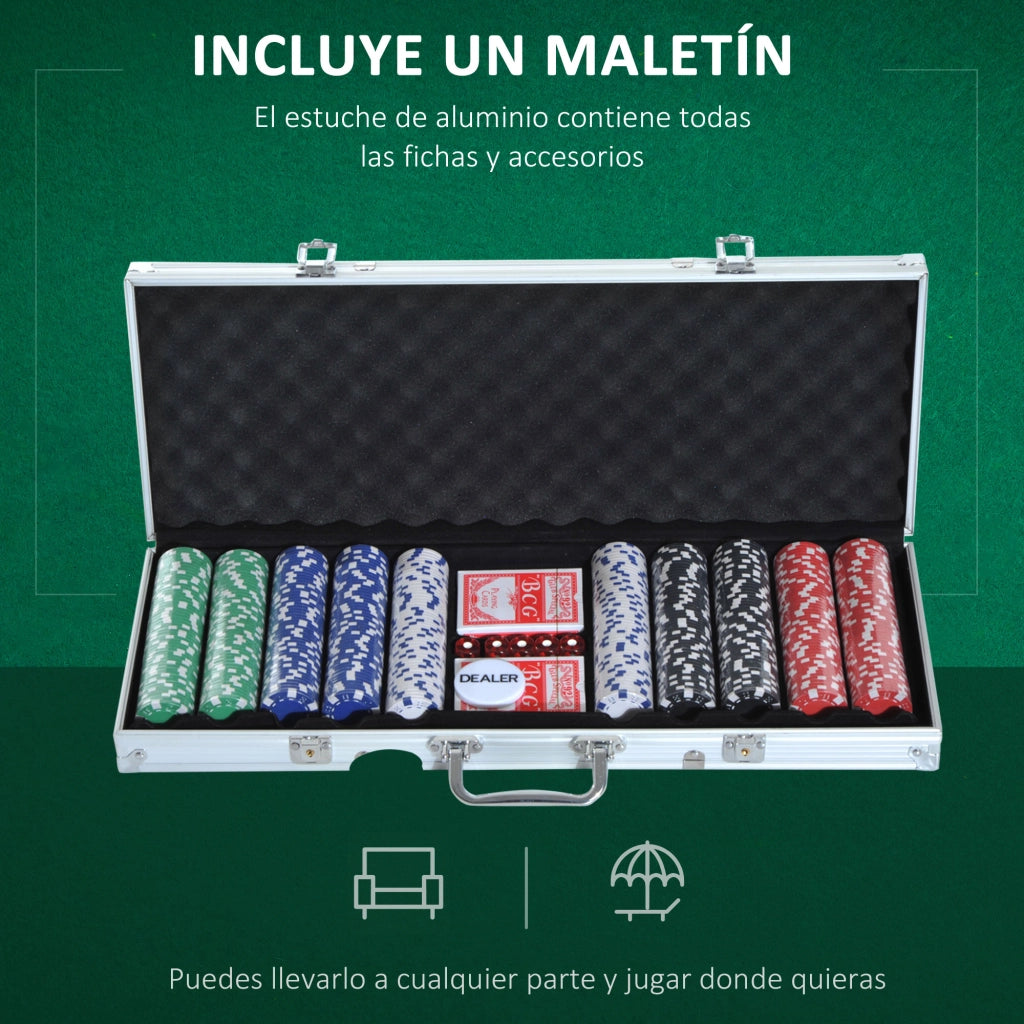 Set di Poker Professionale in Alluminio con 500 Fichas ¨C zephmum ¨C 55,5x22x6,5 cm Multicolore