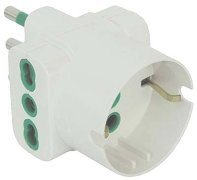 ADATTATORE TRIPLO 16A- 16A BIPASSO +SCHUKO GARANTI - BIANCO 2P+T- 10 pezzi